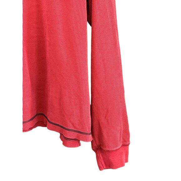 American Eagle Outfitters Red Long Sleeve Ribbed Cotton Shirt Large Y2K - Picture 2 of 6